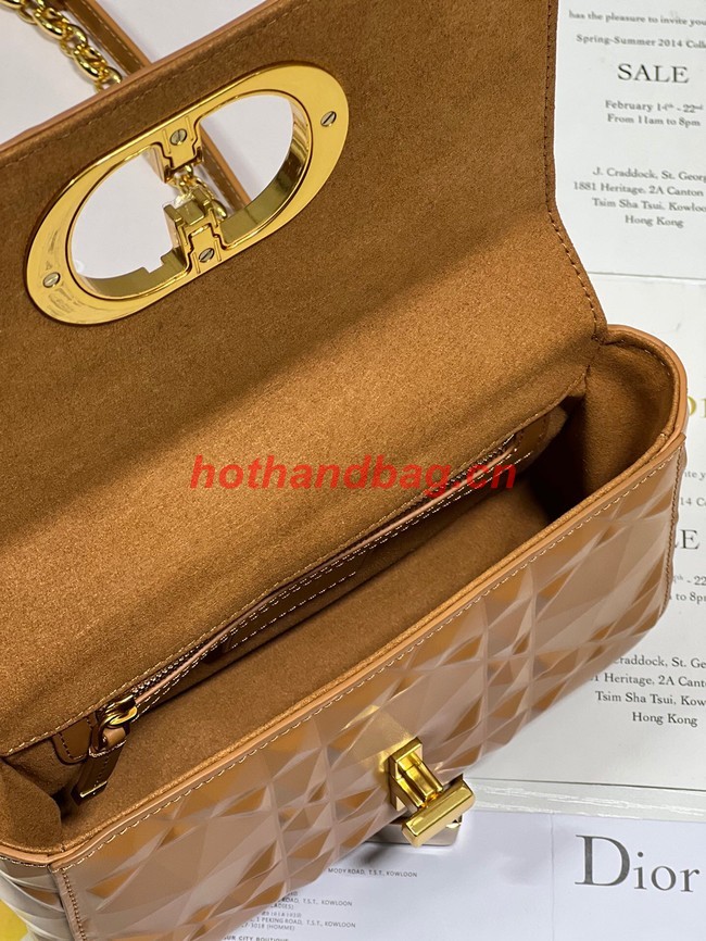 SMALL DIOR CARO BAG Cannage Calfskin with Diamond Motif M9243UW brown&gold