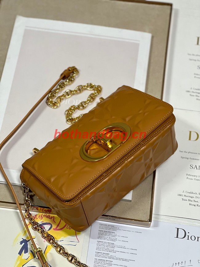 SMALL DIOR CARO BAG Cannage Calfskin with Diamond Motif M9243UW brown&gold