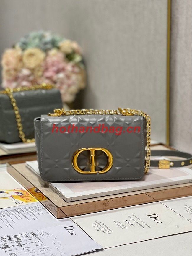 SMALL DIOR CARO BAG Cannage Calfskin with Diamond Motif M9243UW gray&gold