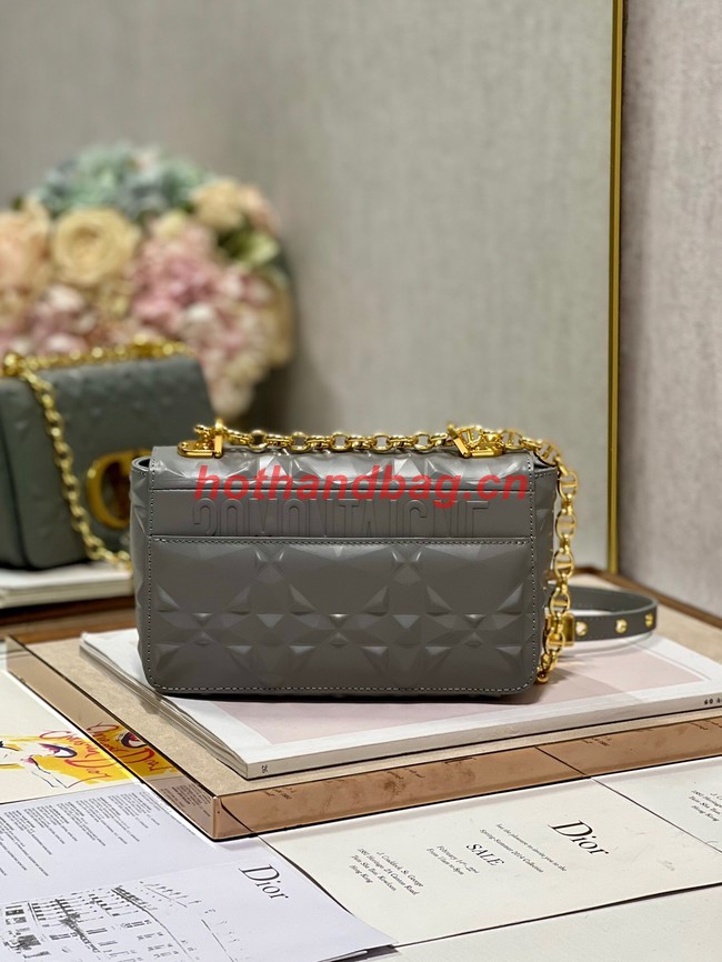 SMALL DIOR CARO BAG Cannage Calfskin with Diamond Motif M9243UW gray&gold