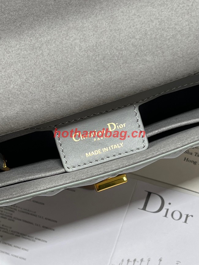 SMALL DIOR CARO BAG Cannage Calfskin with Diamond Motif M9243UW gray&gold