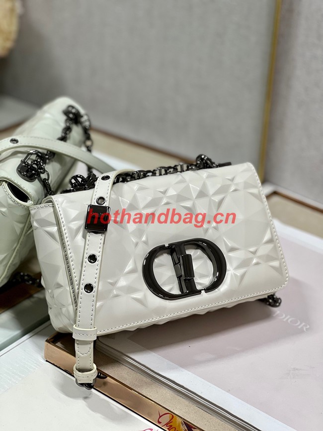 SMALL DIOR CARO BAG Cannage Calfskin with Diamond Motif M9243UW white&black