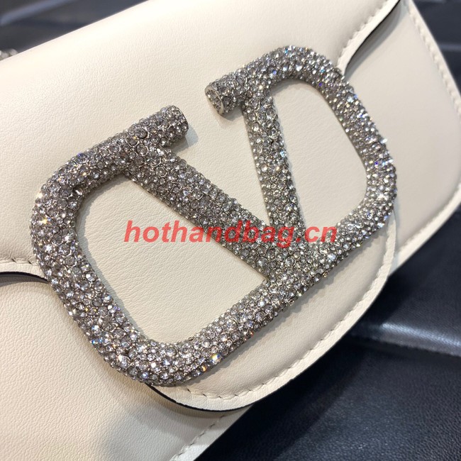 VALENTINO MINI LOCO imitation crystal shoulder bag WB0K53K ivory