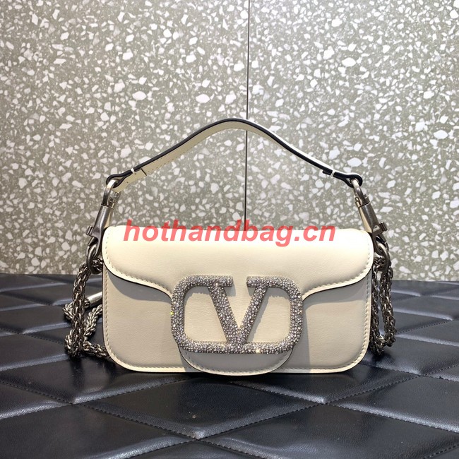 VALENTINO MINI LOCO imitation crystal shoulder bag WB0K53K ivory