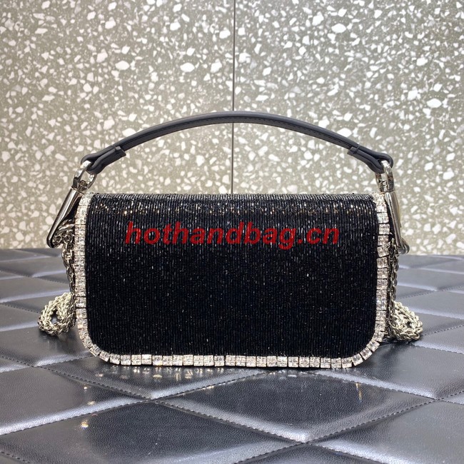 VALENTINO MINI LOCO imitation crystal shoulder bag WB0K53SL black