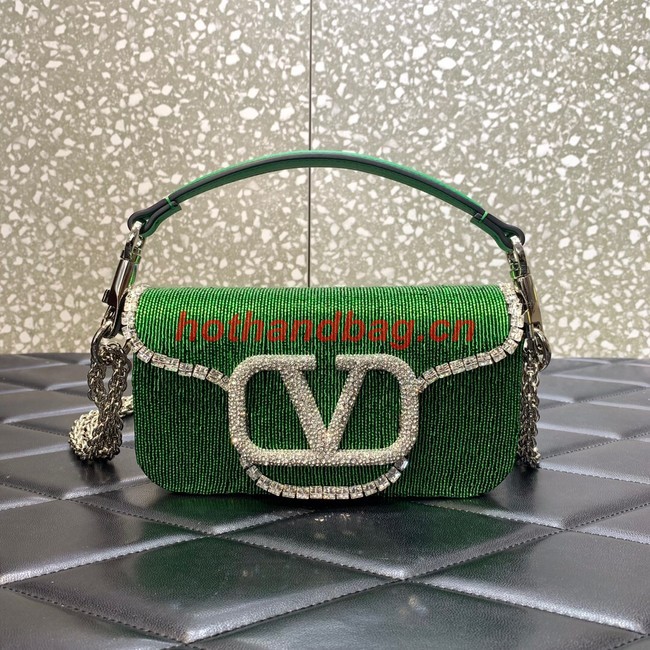 VALENTINO MINI LOCO imitation crystal shoulder bag WB0K53SL green