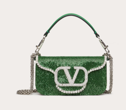 VALENTINO MINI LOCO imitation crystal shoulder bag WB0K53SL green