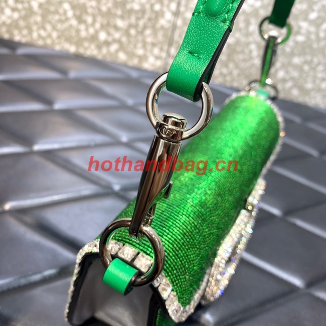 VALENTINO MINI LOCO imitation crystal shoulder bag WB0K53SL green