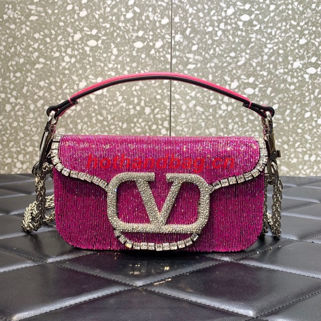 VALENTINO MINI LOCO imitation crystal shoulder bag WB0K53SL pink