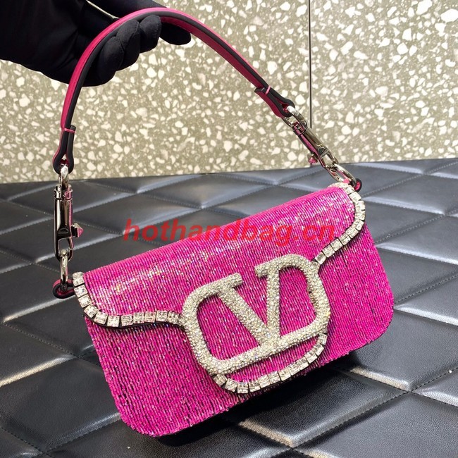 VALENTINO MINI LOCO imitation crystal shoulder bag WB0K53SL pink