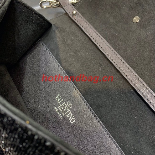 VALENTINO MINI LOCO imitation crystal shoulder bag WB0K53SL black