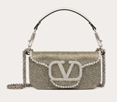 VALENTINO MINI LOCO imitation crystal shoulder bag WB0K53SL silver