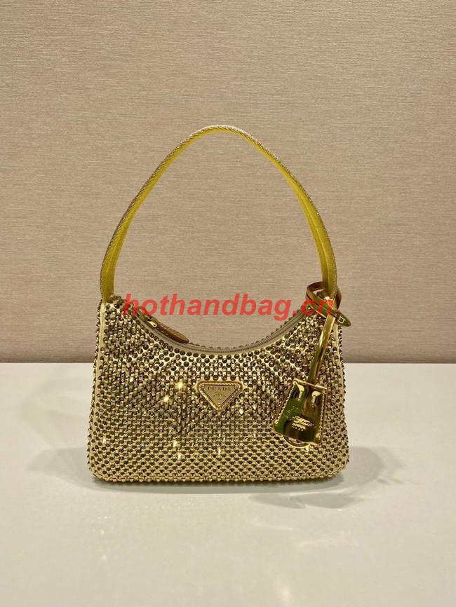 Prada Satin mini-bag with crystals 1BC515 gold 