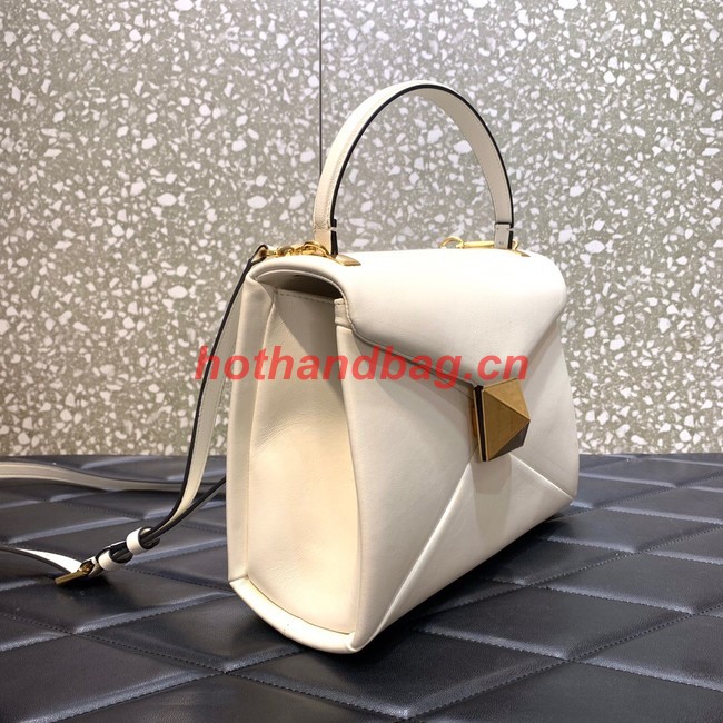 VALENTINO ONE STUD Small sheepskin shoulder bag WB0K83H white