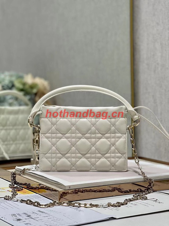 LADY DIOR TOP HANDLE DRAWSTRING MINI BAG Latte Cannage Lambskin S0981ON