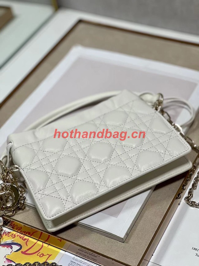 LADY DIOR TOP HANDLE DRAWSTRING MINI BAG Latte Cannage Lambskin S0981ON