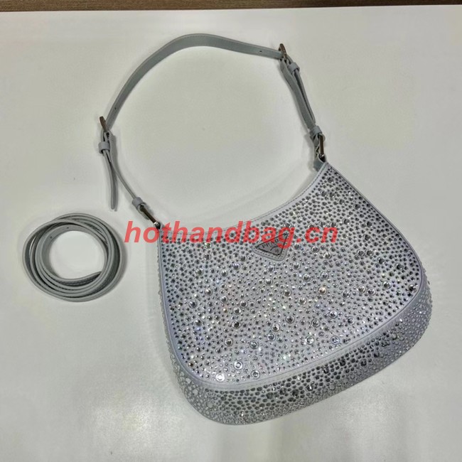 Prada Cleo satin bag with crystals 1BC169 silver