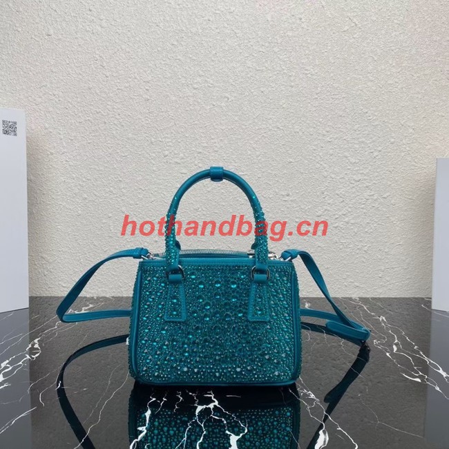 Prada Galleria satin mini-bag with crystals 1BA906 blue