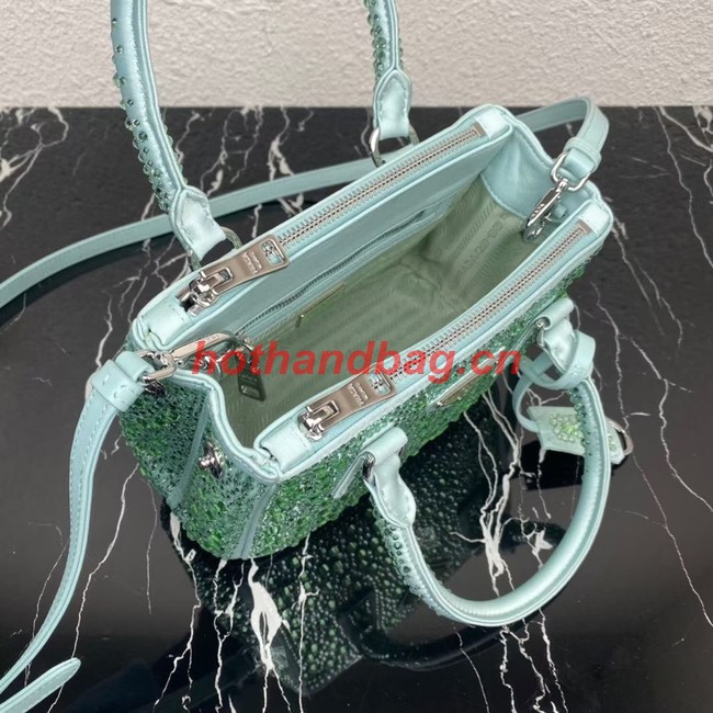 Prada Galleria satin mini-bag with crystals 1BA906 green