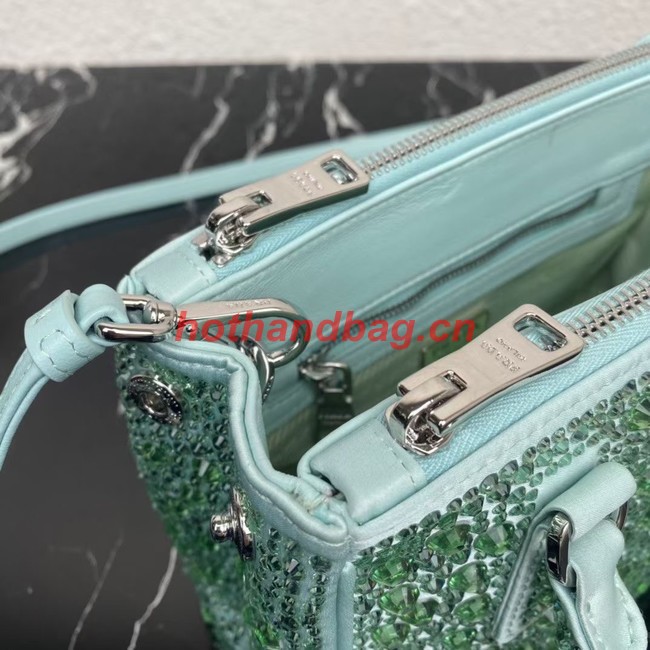 Prada Galleria satin mini-bag with crystals 1BA906 green