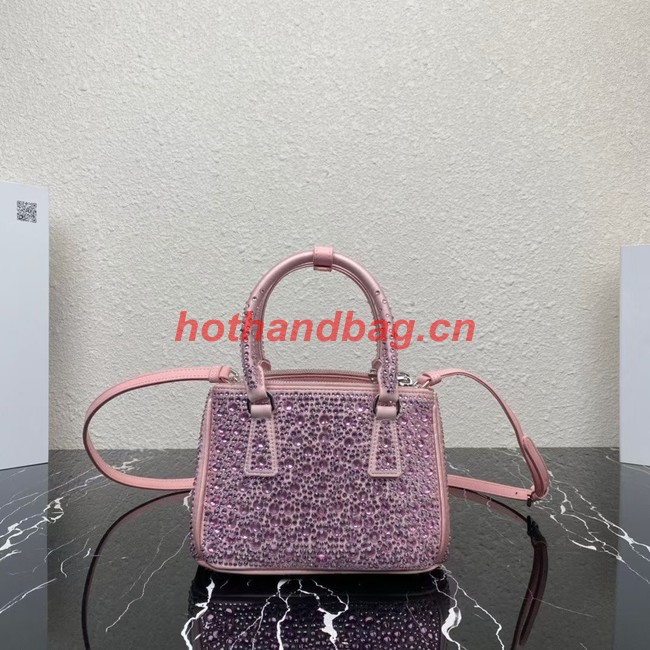 Prada Galleria satin mini-bag with crystals 1BA906 pink