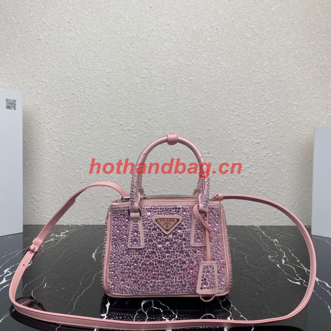 Prada Galleria satin mini-bag with crystals 1BA906 pink