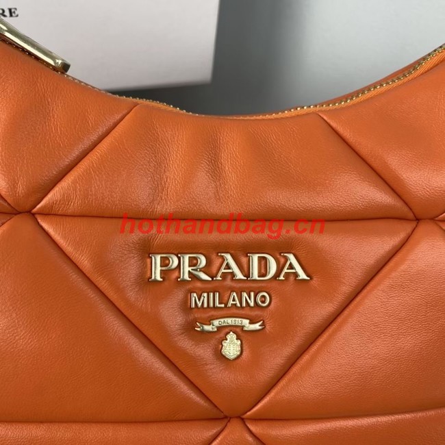 Prada nappa leather padded hobo bag 1BC157 orange