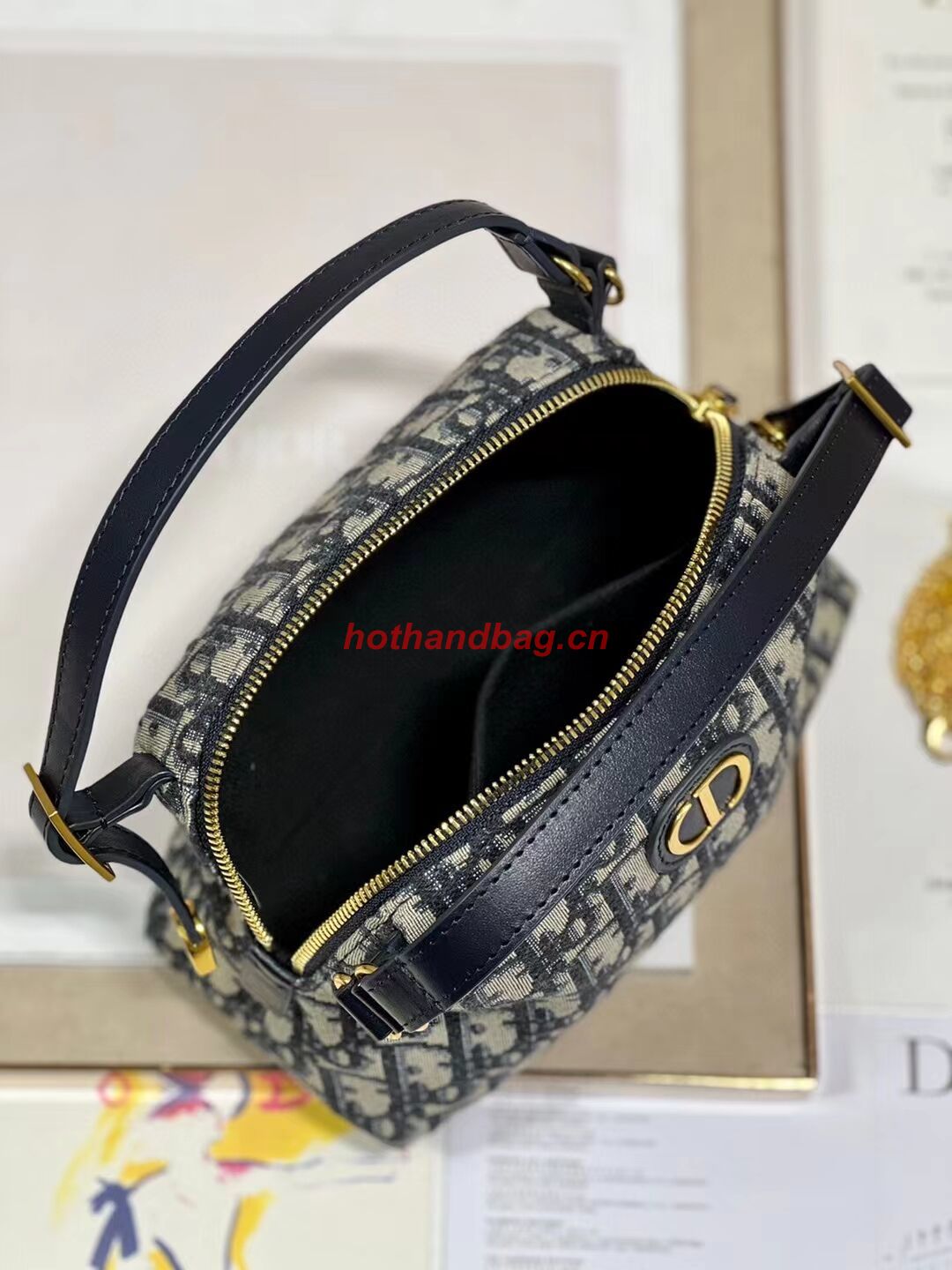 LADY DIOR TOP HANDLE SMALL BAG Blue Dior Oblique Jacquard C0655