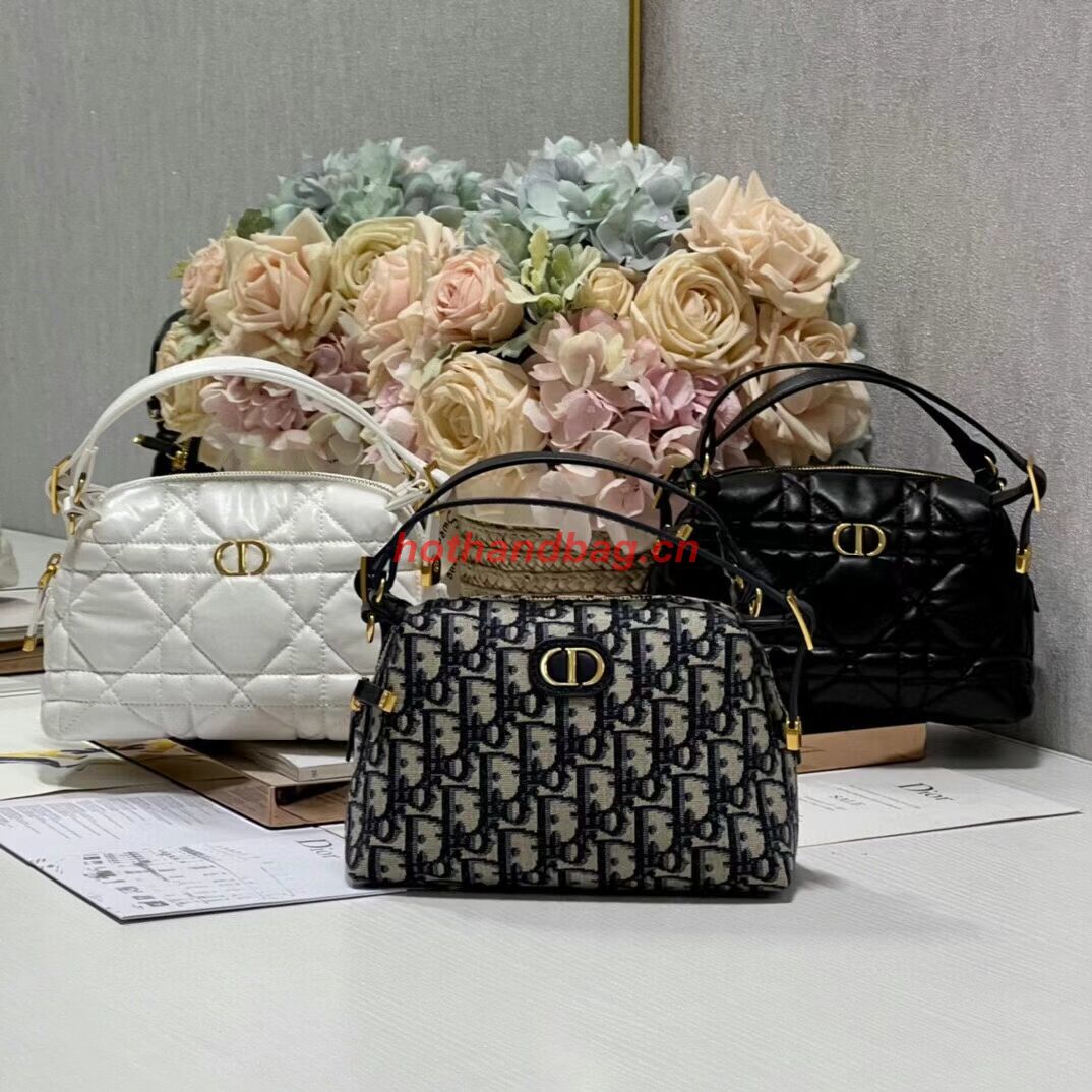 LADY DIOR TOP HANDLE SMALL BAG Latte Cannage Lambskin C0655 BLACK