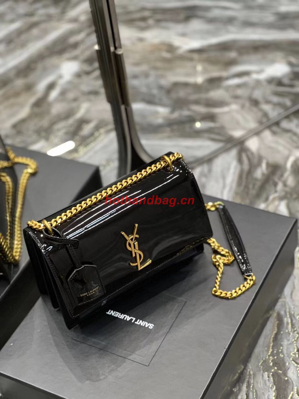 SAINT LAUREN NIKI SMALL CHAIN BAG IN LEATHER Y742206 black