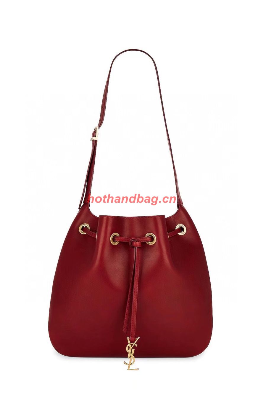 SAINT LAUREN PARIS VII LARGE FLAT HOBO BAG IN SMOOTH LEATHER 697941 red