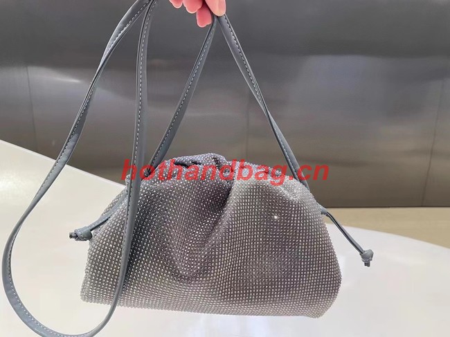 Bottega Veneta Mini crystals clutch with strap 585852 silver grey