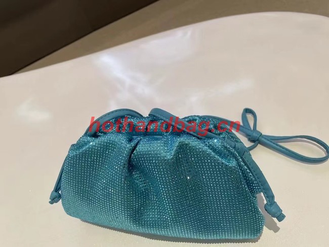 Bottega Veneta Mini crystals clutch with strap 585852 sky blue