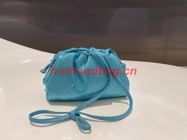 Bottega Veneta Mini crystals clutch with strap 585852 sky blue