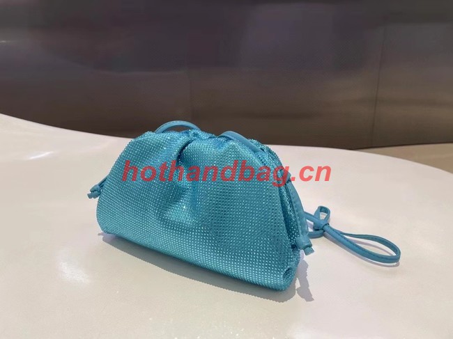 Bottega Veneta Mini crystals clutch with strap 585852 sky blue