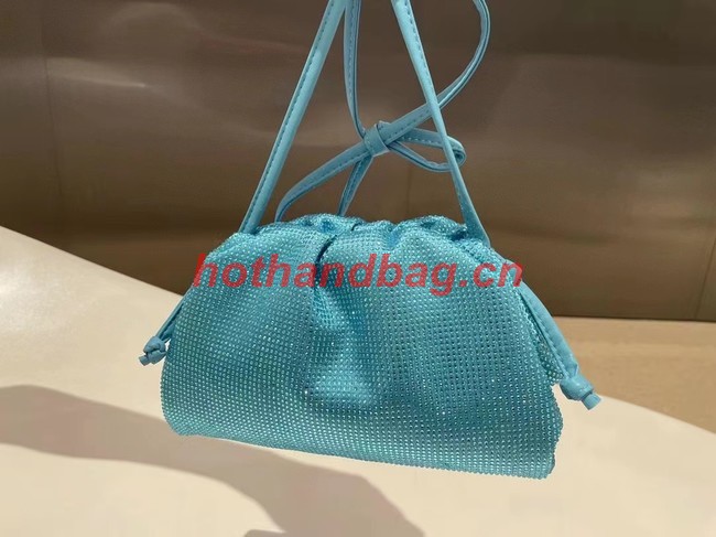 Bottega Veneta Mini crystals clutch with strap 585852 sky blue