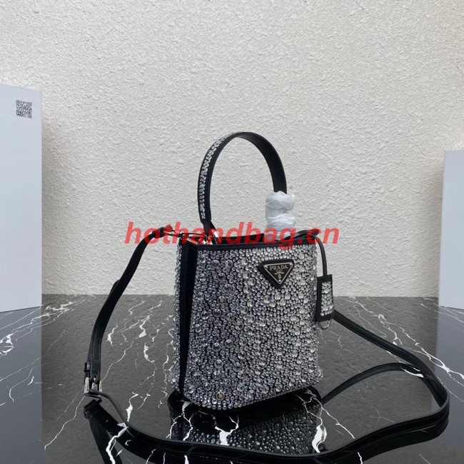 Prada Panier satin bag with crystals 1BA373 black