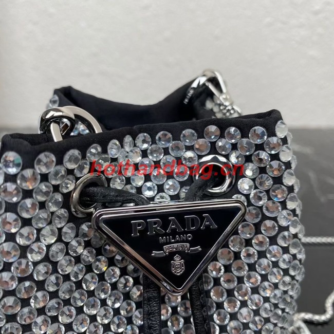 Prada Satin nano-bag with crystals 1NR016 black