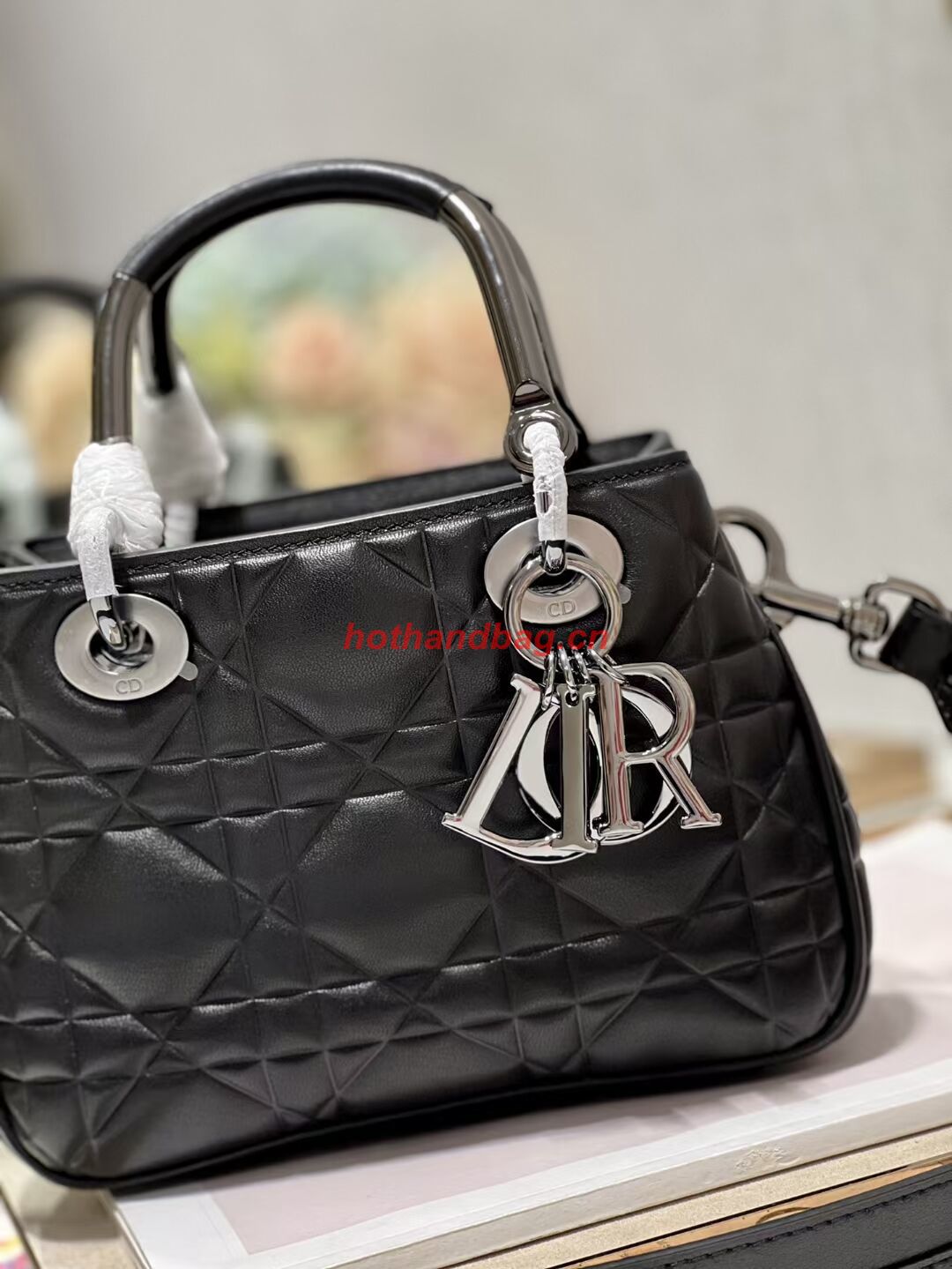 LADY DIOR TOP HANDLE SMALL BAG Cannage Lambskin C9228 BLACK&BLACK