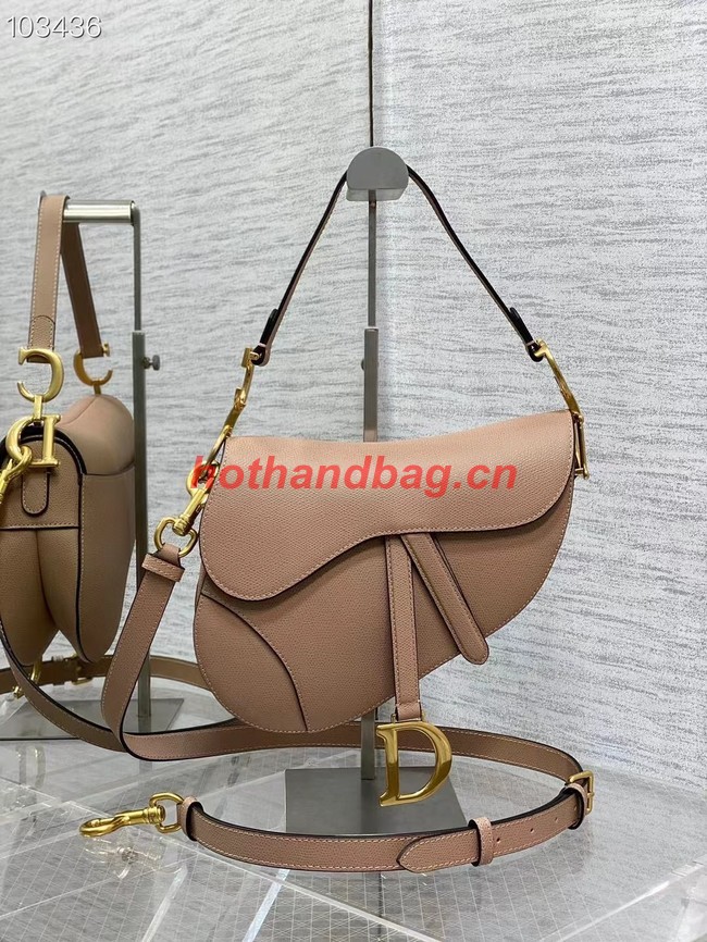 DIOR SADDLE BAG WITH STRAP Grained Calfskin M0455C Blush