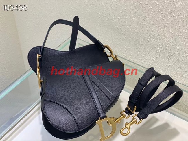 DIOR SADDLE BAG WITH STRAP Grained Calfskin M0455C black