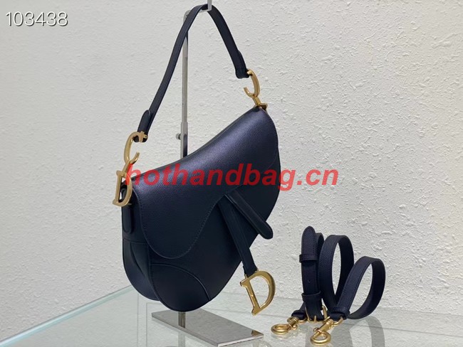 DIOR SADDLE BAG WITH STRAP Grained Calfskin M0455C black