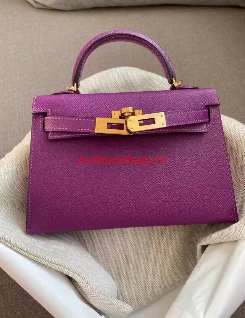 Hermes Original Epsom Leather KEL2278 Purple&gold-Tone 