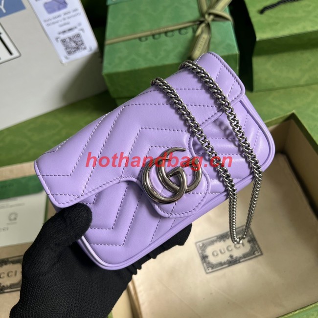 Gucci GG Marmont matelasse super mini bag 476433 Lilac