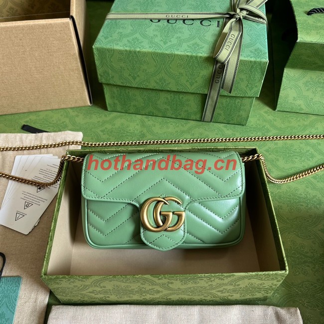 Gucci GG Marmont matelasse super mini bag 476433 Sage green