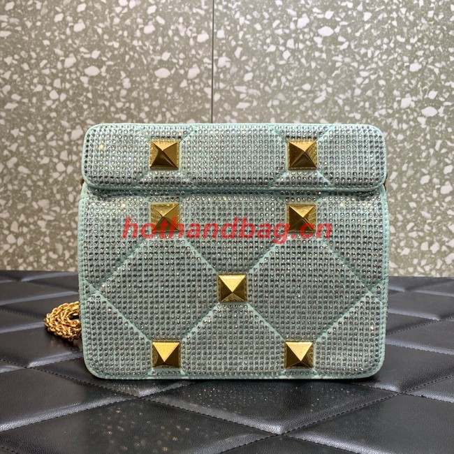 VALENTINO GARAVANI small Roman Stud soft sheep leather chain shoulder bag 2288 light blue