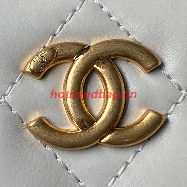 Chanel CLUTCH WITH CHAIN Lambskin & Gold Metal AP3243 WHITE