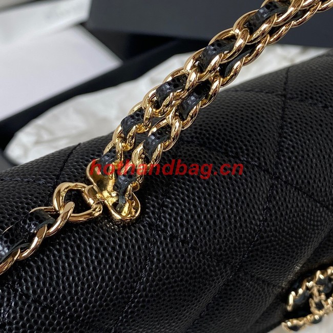 Chanel MINI FLAP BAG CLUTCH WITH CHAIN Gold-Tone Metal AP3238 BLACK