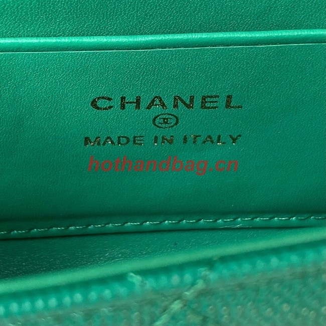 Chanel MINI FLAP BAG CLUTCH WITH CHAIN Gold-Tone Metal AP3238 GREEN