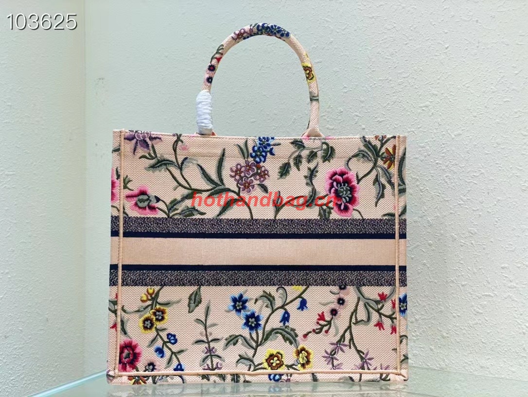 LARGE DIOR BOOK TOTE Natural Multicolor Raffia Embroidered with Dior Petites Fleurs M1286ZEA